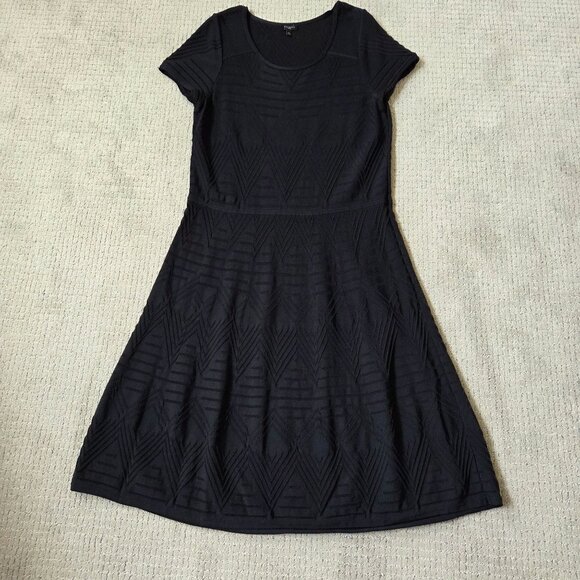 Talbots Dress 1X Black Knit Geometric Textured Classic Career Work Minimalist - Picture 1 of 9